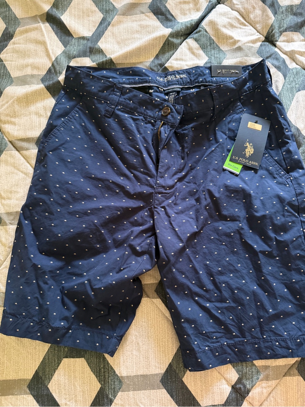 U.S. Polo Assn. Navy Shorts with Small White Dot Print